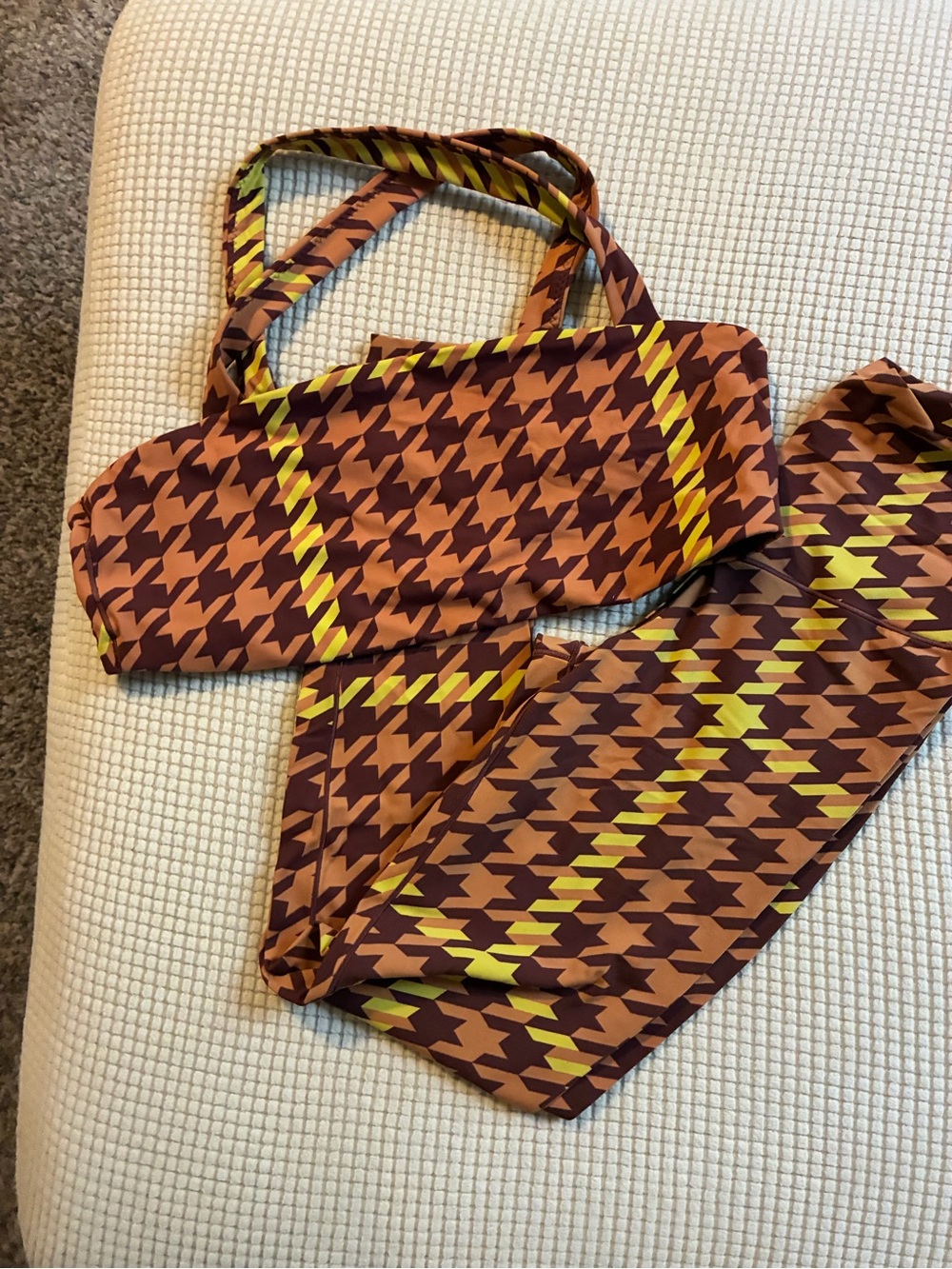 aerie Brown and Yellow Houndstooth Two-Piece Set